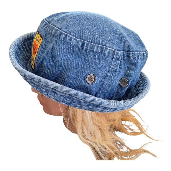 KC Caps Headshots Denim Bucket Hat Duffys Love Shack St. Thomas Y2K vented - Picture 6 of 13